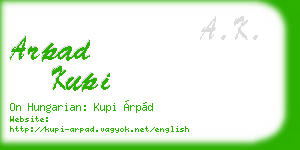 arpad kupi business card