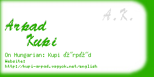 arpad kupi business card